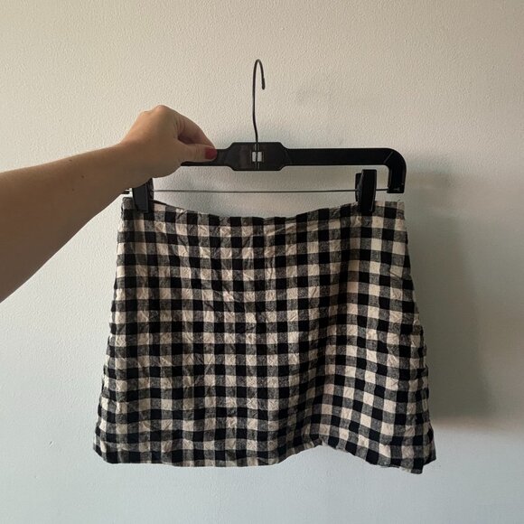 Gap linen mini skort (XS, black gingham) - Picture 3 of 5